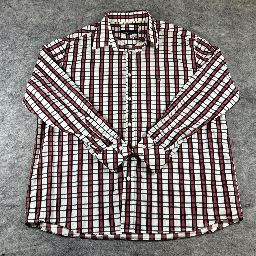 RocaWear Long Sleeve Shirt Men's 2X‎ Black & Red Plaid Button Down Cotton